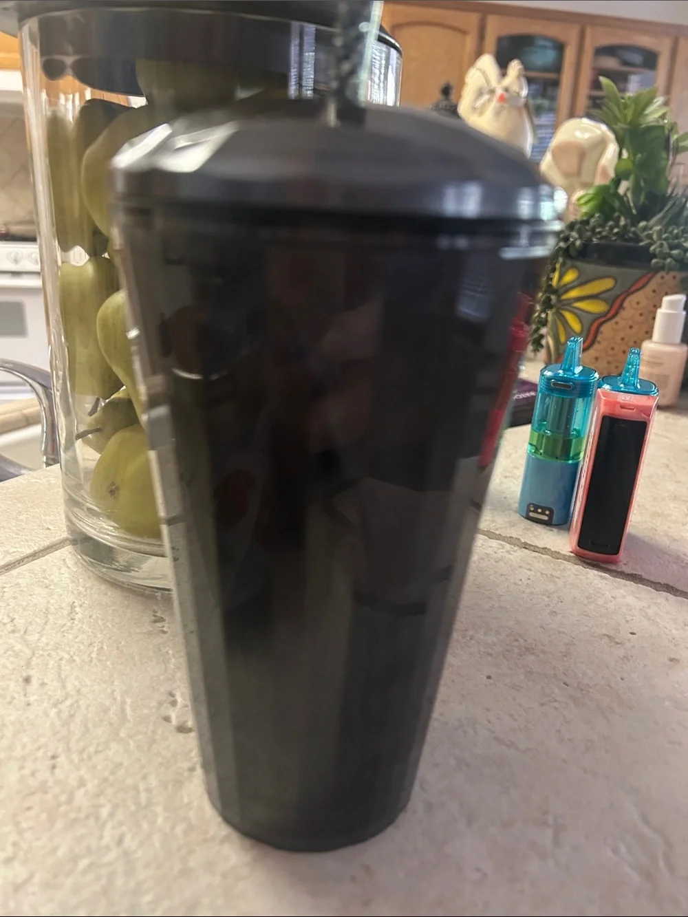 Starbucks Black Faceted Cold Cup with Straw